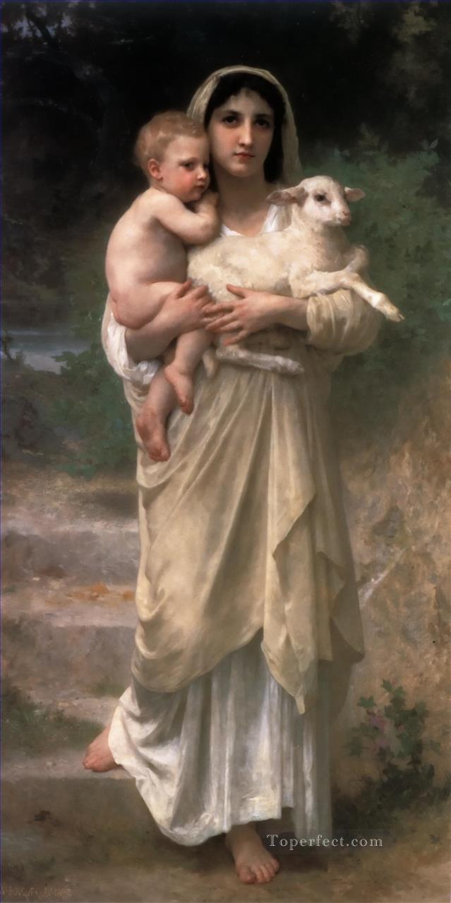 Le Jeune Bergere 1897 Realism William Adolphe Bouguereau Oil Paintings